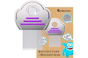 Adamson Peine Piojos y Liendres - Liendrera para Piojos Acero Inoxidable para Niños - Peine Antipiojos Eficaz - Duradero y Fácil de Limpiar - Liendrera Piojos