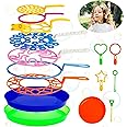 Large Bubble Wands Set, 15 Pack Big Bubble Wand Toys with Tray Bulk - Toddler Outdoor Bubble Toys,Gifts for Kids Birthday,Classroom, Party Favors, Goodie Bags Fillers, Birthday Day Gifts and Prize