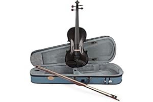 Stentor Harlequin Violin Outfit 4/4 Size, Violin for Intermediates with P&H Fibreglass Bow, Lightweight Case, Colourful String Instrument 1401ABK, Black