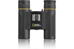 National Geographic Lornetka kieszonkowa 10 x 25 ze składanymi muszlami ocznymi dla osób noszących okulary, gumowana, pełna powłoka, funkcja składania i torba transportowa