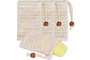DDSHUN Seifensäckchen, Seifensäckchen Sisal, Seifenbeute Natur, Seifenbeutel | Seifensack | Seifentasche Händewaschen und Duschen mit Peelingeffekt, Seifennetz Bio Sanftes Peeling & Massage - 4PCS