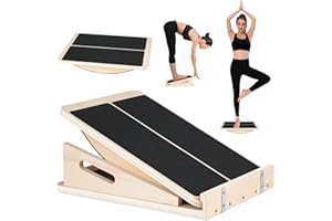 BUTBU 2-in-1 Slant Board, Professional Wooden Balance Board & Incline Board, Wooden Adjustable Ankle Slant Board, Wooden Calf Stretch Board for Foot, Knees, Ankle, Calf Stretching & Balance Training
