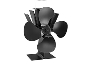 WilTec Ventilateur de poêle à bois – 4 Pales – 1100 tr/min – 70-350 °C – Autoalimentation thermique par Chaleur Sans courant – Distribution homogène de chaleur de cheminée
