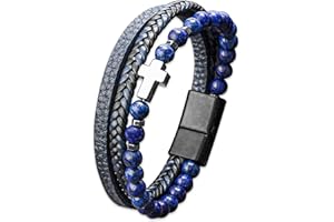 JUZICHEN Pulsera Hombre, Pulseras Cuero Hombre, Pulsera Árbol De La Vida, Pulseira Homem, Pulsera Hombre Acero Inoxidable, Regalos Para Hombre,Con Cierre Magnético