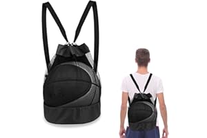 Bewudy Borsa a rete per pallone, da basket, zaino, portatile, multiuso, sport, in rete, borsa da spiaggia, palestra, per calcio, basket, tennis, pallavolo, rugby