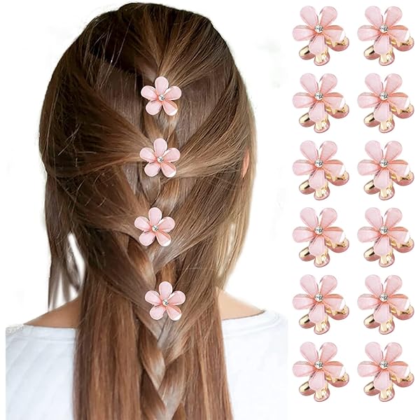 4 Stück Braut Haarschmuck Set - Perlen Kristall Haarspangen Rosa