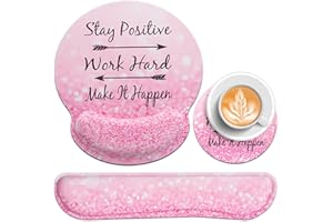 3-in-1 Mousepad Set,Acezeek Handballenauflage Tastatur,Mauspad mit Gelkissen,Cup Pad,Ergonomisches Mauspad,Wrist Rest mit Memory Foam,Linderung von Handgelenkschmerzen,für Spiele,Büros,Schlafsäle