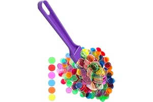 Dacefloy Magnetisches Bingo-Set 1 PCS Magnetstab & 6 Farben 100 PCS Transparente Metallring-Chips für Spielmarken, Homeschool Supplies Math Counters (Violet)