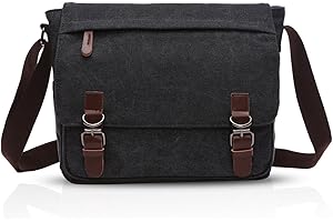 FANDARE Torba na ramię w stylu retro, płócienna torba kurierska dla mężczyzn, listonosz, torba crossbody, torebka na laptopa 32.8 cm, torba biznesowa, torba na podróż, do szkoły, na uczelnię, torba na