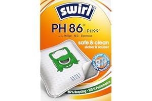 Swirl PH 86 EcoPor Staubsaugerbeutel (10 Beutel), reißfeste Staubbeutel für einige Philips, AEG, Electrolux & Volta Staubsauger, im umweltfreundlichen Umkarton, 99,9% Filterung von Hausstaub