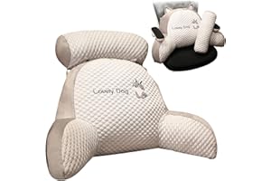 YCYATS Mivoza Rückenkissen, Abnehmbare Flauschige Rückenlehne mit Armstütze, Bett-Lesekeilkissen für Boden/Tagesbett/Stuhl für Mehr Unterstützung von Kopf und Nacken (Groß, Grau)