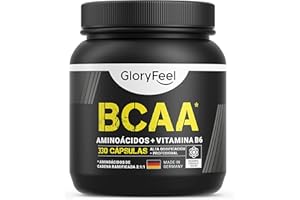 GLORYFEEL Premium BCAA 9.910mg - METABOLISMO ENERGÉTICO Y PROTEICO - 330 Cápsulas de Aminoácidos esenciales Leucina, Valina y Isoleucina + Vitamina B6 - Probado en laboratorios y sin aditivos