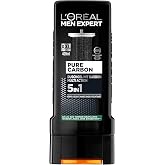 L'Or&eacute;al Men Expert Pure Carbon 5'i 1 Arada Duş Jeli ve Şampuan, 400 ml | V&uuml;cut, sa&ccedil;, y&uuml;z ve tıraş i&ccedil;in 5'i 1 arada temizleme