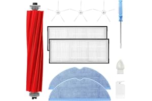 CFGROW Ersatz Zubehörset für Roborock S7 S7 Plus S7 MaxV S7 MaxV Ultra Staubsauger Ersatzteile Enthält 1 Hauptbürste, 2 Wischtücher, 2 HEPA-Filter, 3 Seitenbürsten (Weiß), 2 Bürstenreinigungswerkzeug