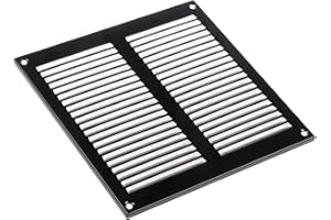 STEINBERG14 Griglia di ventilazione Nero da 200x200mm in lamiera d'acciaio con lamelle interne e protezione dagli insetti