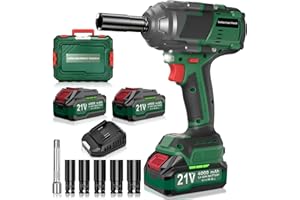 blayram 1000Nm ‌Cle a Choc Sans Fil Brushless Compatible avec Ma-kkita 18V Batteries, 1/2 pouce Boulonneuse a Choc avec 2x4.0Ah Batterie, Clé a Choc avec 5 Douilles pour Voiture Maison