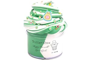 KELVSBEM Big Avocado Butter Slime Kit, Dual Color Non-sticky Fluffy Cake Slime, Cute Slime Party Gift, Stress Relief Toy for Girls and Boys(200ML 7OZ)