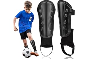 Football Shin Pads for Boys Kids - MMZ Non-Slip Shin Guards with Ankle Protection Footballs Training Equipment for Boys Grils Age 5-12 Youth Adults Soccer Protective Equipment Black