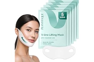 PLANTIFIQUE V-Line Fuktgivande Hakmask, 5-Pack med Hydrogel | Hakrem med Hyaluronsyra och Aloe Vera – för Käklinje, Haka och