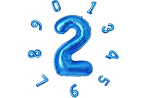 DTXLX 40" Number Balloons,Helium Number 2 Balloons Birthday,Self Inflating Number Balloons,Foil Balloon for Birthday Party,New Year Decoration,Anniversary Decoration,Company Celebration (Blue #2)