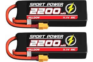 Hilldow M11 RC Battery 3S LiPo Battery 11.1V 65C 2200mAh with XT60 Switch, 2 Pack Lipo Battery Rechargeable for RC Airplane UAV Drone FPV