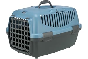 TRIXIE Transportbox Capri 1, XS: 32 × 31 × 48 cm - Tragegriff - Kunststoff - dunkelgrau/pastellblau - 39812