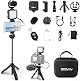 Owekfifv Smartphone Camera Video Kit, Adjust Tripod Phone Holder Vlogger Kit with 3 Mode LED Light,Cardioid Microphone and Bluetooth Control for Youtube/Tiktok/Live Streaming/Filming/Photography