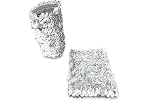 CADOLINE Pair Of Womens Sequin Polyester Fancy Dress Wristbands 16 x 10cm