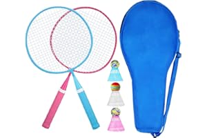 KEEHOO KH Federball Set Badminton Schläger Set of 2 oder 4 für Erwachsene Kinder, Schläger, Federbälle und Tragetasche im Lieferumfang