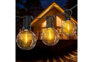 Qxmcov Catena Luminosa Esterno, 12M LED Luci da Esterno Giardino, Catena Luci Impermeabile Lucine with 18+3 Lampadine di Ricambio 2700K Catena Luminosa Giardino per Natale Partito Esterno e Interno