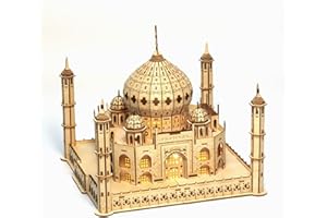 Cuteefun Drewniane puzzle 3D, model Taj Mahal, architektura drewniana, zestawy modelarskie do budowania, "zrób to sam", drewniane puzzle, rękodzieło, zestaw do majsterkowania, prezent urodzinowy z