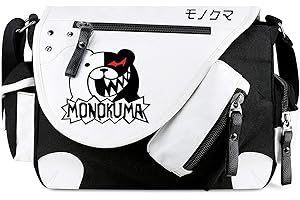 Roffatide Anime Danganronpa Monokuma Bolso de Mensajero Lona Solapa de Cuero Sintético Satchel Hombro Bolso de Escuela