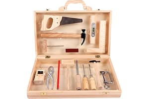 NUKied Cassetta Attrezzi Bambini Giocattolo Giochi Bambini 3 + Anni, Attrezzi Bambini Giochi di Legno Attrezzi Giocattolo Bambini Costruzioni Montessori Regalo Gioco Bambino 3 4 5 6 7 8 9 Anni