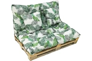 TIENDA EURASIA® Cojín para Palet 4 Piezas - Diseños Tropicales - Incluye 1 Respaldo, 1 Asiento y 2 Cojines - Cojines para Palets - Ideal para Decorar tu Terraza o Jardín (Tropical 8)