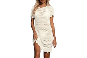 Nadeer Damski strój kąpielowy szydełkowany okrycie letni plażowy strój kąpielowy stroje kąpielowe dzianinowe bikini pulower sukienka plażowa