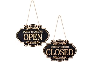 SAVITA Open and Closed Sign, 11.8 x 7.9 Inch Double Sided Reversible Come in We’Re Open and Sorry We’Re Closed Sign Store Hanging Sign for Business Door Restaurant Club Cafe Hotel