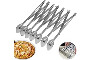 DBREAKS 7 Räder Pizzaschneider, 7 Rad Teigschneider, Verstellbarer Pizzaschneide, Mehrrund-Teigschneider, Teigschneider Edelstahl, Kuchenteiler Blechkuchen, für Pizza, Kuchen, Teig