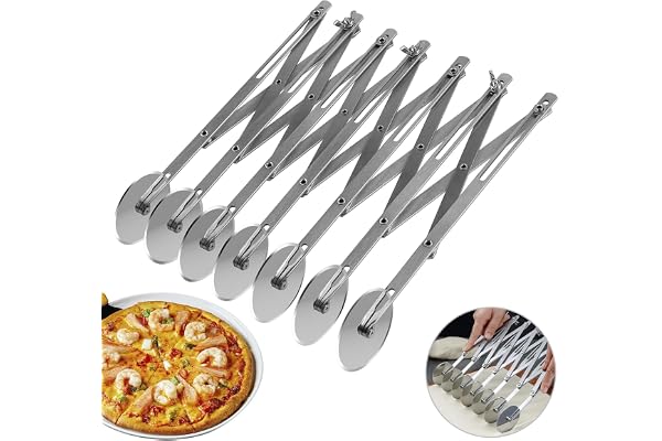 DBREAKS Roues Roulette à Pizza, roulette à Pâte, coupe-pizza réglable, coupe-pizza multi roue, coupe-pâte acier inoxydable, rouleau de pizza de haute qualité pour cuisine cuisson,7roues