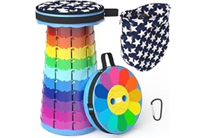 ALEVMOOM Sgabello Pieghevole Portatile con Cuscino,Sgabello da Campeggio per Adulti,Sgabello da Campeggio Telescopico Sgabello Pieghevole per Pesca BBQ Interni Attività (Girasole)