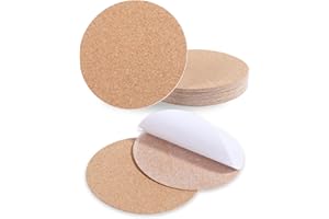 TIESOME Lot de 16 dessous de verre ronds adhésifs en liège pour dessous de verre pour bricolage, artisanat, boissons, décoration de table à la maison