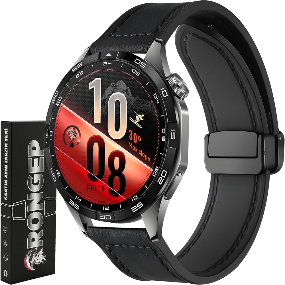 Rongep [Hybrid Loop] Huawei ile Uyumlu 22mm Kordon GT7/GT7 Pro/GT6/6 Pro/Runner 2/GT5/5 Pro/GT4/GT3 46mm için Manyetik Kilit Toka GT7 Pro Kordonu 1.Sınıf Deri Görünümlü GT7 46mm Kordon