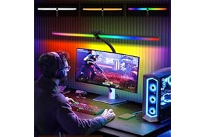 Sanfant LED Desk Lamp, 24W, 80CM, Double Head Desk Light with Remote Control, Hand Sweep Switch, Stepless Lighting, Gooseneck, Eye Protection Table Lamp with Clamp for Study Home Office Bedroom Game