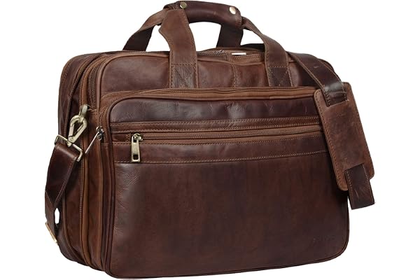 STILORD Leopold Sac d'enseignant Sacs d'affaires Hommes Cuir Porte-Documents XL Sacoche d'ordinateur pour Le Bureau - Serviette de Travail à Bandoulière Couleur:Cognac Marron