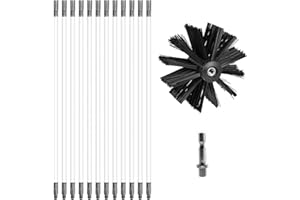 LAANCOO 14Pcs Chimney Brush Kit, 16-inch Duct Vent Cleaning Set Chimney Sweep Kit Vent Cleaner Dryer Set for Cleaning Fireplace Dryer Vent Sewage Pipe Fume Hood