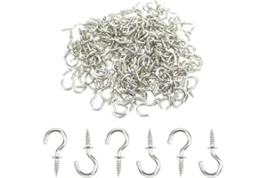 DONLEEVING Mini Ceiling Screw Hooks, 200 Pieces 1/2 Inch Cup Hooks Screw-in Hooks for Hanging Plants Mug Arts Decorations, Silver