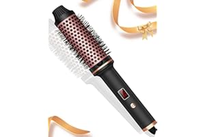 UKLISS Thermal Brush 38mm 1.5in, Display LCD 120-210 ℃, Spazzola Calda Produce Volume Radicale e Ricci Sciolti, Spazzola Capelli Ricci a Doppia Tensione