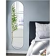 Sqinor Self Adhesive Acrylic Mirror Stick On Full Length Mirrors, Sticky Plexiglass Mirror Tiles Mirror Wall Stickers Door Full Body Mirror Long Wall Mirrors for Bedroom Living Room Gym Hallway Walls