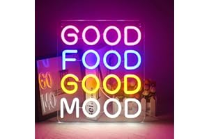 INEONLIFE Good Food Good Mood Letreros de neón letras de letrero de neón luces LED decoración de habitaciones alimentos letreros de neón bares de aperitivos, restaurantes, cocinas, fiestas, tiendas