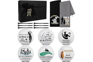 VERGISSMEINNICHT 14-Piece Funny Golf Ball Gift Set Retirement Gift 6 pcs Personalised Golf Balls with 6 pcs Golf Tees 2 Towel Combo Novelty Present for Him Golfers Dad Husband Golfers Birthday Christmas