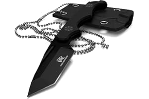 ODENWOLF ACUS Neck Knife Messer - inklusive Kydex Scheide und Kugel Halskette zum umhängen - Mini Tactical Survival Outdoor Messer für verstecktes tragen (Acus - Schwarz)